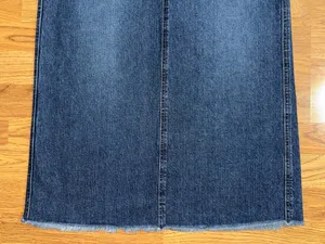 Cato Long Denim Skirt Women’s Size 6 Dark Wash Distressed Raw Hem Fringe Slit thumbnail 6