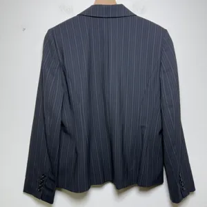 Ann Taylor Womens Blazer 14 Navy Pinstripe Italian‎ Fabric Three Button Jacket thumbnail 5