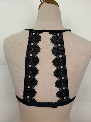 American Eagle aerie black lace crochet bralette bra medium thumbnail 2