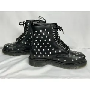 Dr. Martens 1460 Stud Combat Boots Black Wanama Leather 8-Eye Lace Up Ladies 7 thumbnail 8
