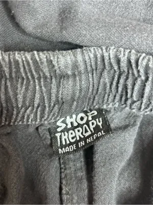 Shop Therapy Greatful Dead Black Wide Leg Cargo Pants Embroidered Badge LARGE thumbnail 3