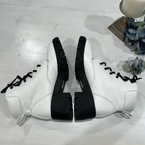 Forever 21 white‎ faux leather with black laces boots size 8 thumbnail 5