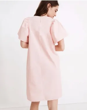 Madewell Poplin Flutter Sleeve Dress Light Pink Medium thumbnail 2