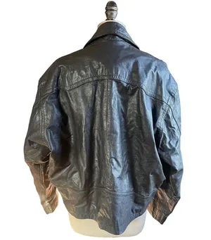 Vintage Boutique Europa Black Leather Motorcycle Jacket Size XL X-Large thumbnail 3