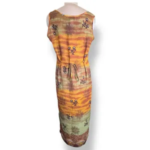 Vintage 90s Desert Sunset Sleeveless Grunge‎ Maxi Dress Geometric Floral Print thumbnail 3