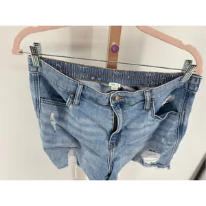Aerie Distressed Denim Shorts Elastic Waist Medium Wash Size M thumbnail 4