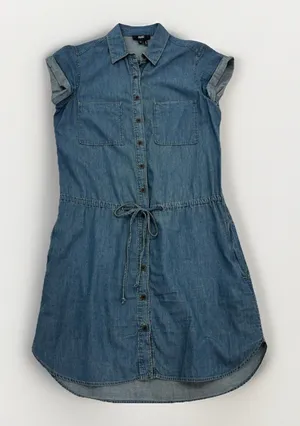 Paige Dress Size XS Denim Shirt Mila Chambray Button Down Tie Cinch Waist thumbnail 1
