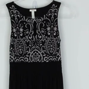 Soma Womens Jersey‎ Knit Baroque Keyhole Smocked Maxi Dress Size XS Black Boho thumbnail 3