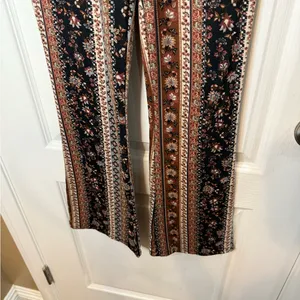 Floral Striped Women's Flare Pants Black Size M thumbnail 2