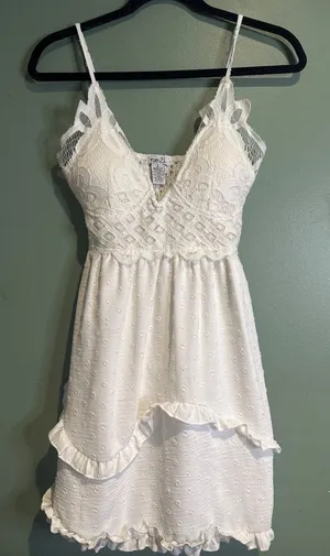 New Rue21 White Lace Mini Dress Womens S Coquette Cottagecore Ruffle Slip Dress thumbnail 1