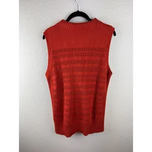 VTG Pendleton Womens Orange Knit Zip Vest Cardigan Sweater XL Cotton Rust Preppy thumbnail 5