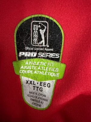 PGA Tour Pro Series Red, Black & White Striped Men's Polo thumbnail 5