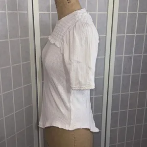 Free People Care Gauze Boho Minimalist Textured Ivory Stretch T-Shirt Size Small thumbnail 3