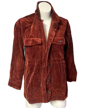 Madewell Women's Corduroy Shirt-Jacket XS Rustic Red Casual Button-Front thumbnail 1