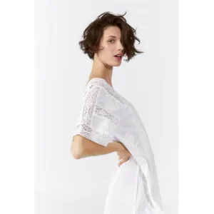 Zara White Embroidered Lace Trim Dress with Side Vents thumbnail 2