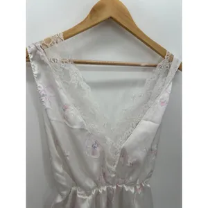 Vintage Jennifer Dale White Floral Lace Satin Sleep Romper Womens Large Lingerie thumbnail 6