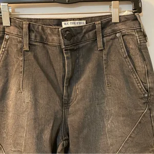 People Vector Moto Mid Rise Flare Jeans SZ 27 Stonewashed Black thumbnail 7