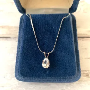 Vintage Avon Teardrop Gemstone Necklace Sterling Silver Chain Womens NEW thumbnail 1