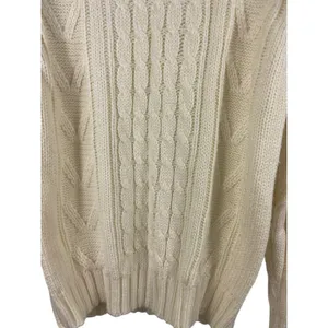Ivory Knit Sweater Women’s Small Cream Aran Style Old Money Preppy thumbnail 3