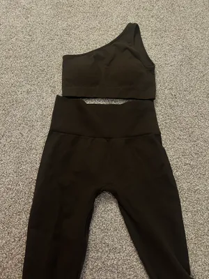 Brown One Shoulder Workout Set Size M thumbnail 1