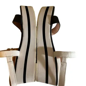 Kate Spade New‎ York Wedge Sandals Black White 9 Womens Platform Striped Heels thumbnail 8