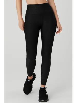 Alo Airlift High-Waist Leopard Debossed Leggings Black Hi-Rise Waisted Tights M thumbnail 4