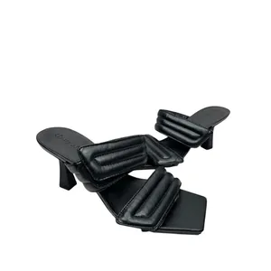 Abound Black Quilted Padded Square Toe Flared Kitten Heel‎ Slide Sandals Size 7M thumbnail 3