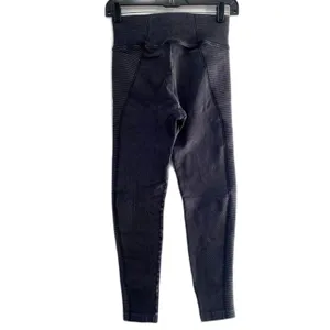 Aerie Offline Ribbed Seamless‎ Leggings Black Rinse Washed Athleisure Size Small thumbnail 4