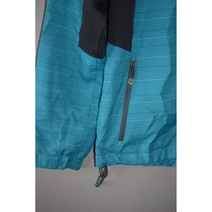 New Balance Windbreaker Jacket Women S Teal Blue Striped Hooded Full Zip Exc thumbnail 3