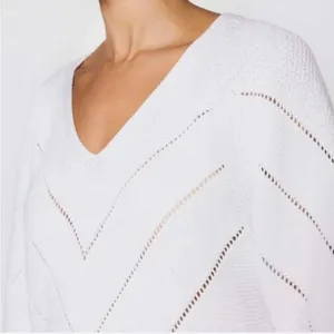 Brochu Walker Decker V-Neck Cotton-Blend Sweater White M thumbnail 3