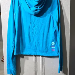 Roxy Blue Cropped Zip-Up Hoodie Y2K Skater Surf Core Style‎ 474852 Size Large thumbnail 2