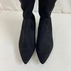 A New‎ Day women's black faux suede knee high tall wedge chunky heel boots 7.5 thumbnail 2
