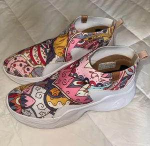 UIN Pink, Yellow & Blue Slip-On Paisley Chunky Sneakers thumbnail 1