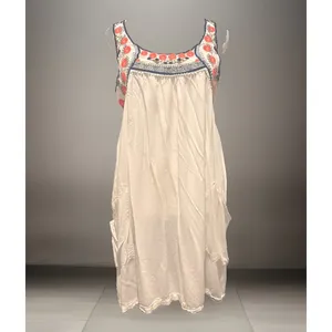 Forcynthia Beachwear White Embroidered Boho Cover Up Dress Rayon Medium thumbnail 2