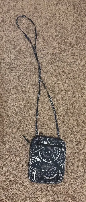 Vera Bradley Hipster Crossbody Purse Paisley Noir Print Black and White Cotton thumbnail 1