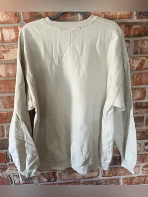 Gildan Cream Crewneck Sweater with Pumpkin 'Thankful' Graphic thumbnail 4