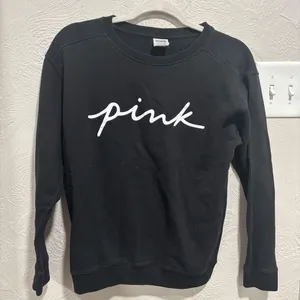 Victoria's Secret Pink black long sleeve crewneck sweatshirt size XS thumbnail 1