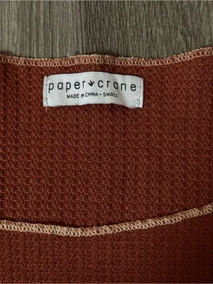 Paper Crane Clay/Burnt Orange Waffle Knit Long Sleeve Shirt Size Small thumbnail 5