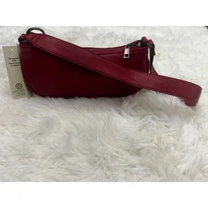 No Boundaries Carmine Red Moto Shoulder Bag Y2K Baguette Purse Heart Charm NWT thumbnail 5