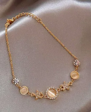 18K Gold Plating Crystal Star Charms Opal Bracelet thumbnail 1