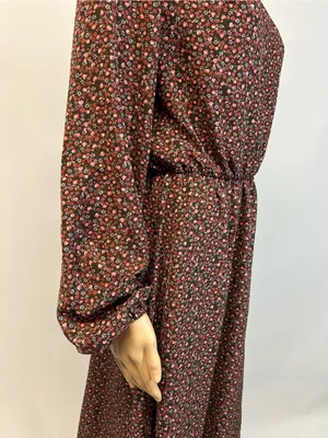 Source Unknown Burgundy Floral Long-Sleeve Midi Dress thumbnail 7