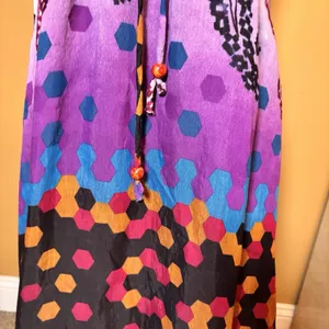 Ark & Co‎ Smocked Maxi Dress Purple Paisley Geometric Spaghetti Strap Size S thumbnail 6