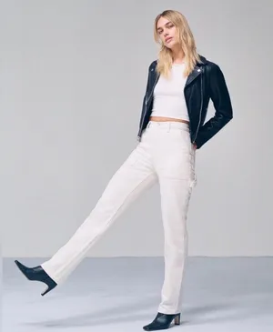 Abercrombie & Fitch The 90s Ultra High Rise Carpenter Jean White thumbnail 1