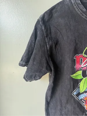 Mighty fine Sweet Rock World Tour 1997 Graphic Crop Tee Acid Wash Black XS Y2K thumbnail 3