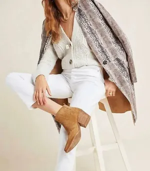 Blank NYC Snake Charmer Vegan Suede Jacket Duster Animal Print Boho Western thumbnail 1