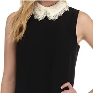 Nanette Lepore Navy Blue‎ Shift Dress Lace Peter Pan Collar Pleated Hem Womens 4 thumbnail 12