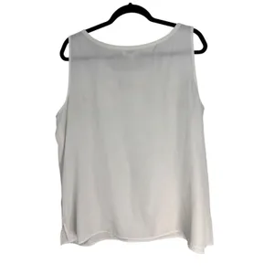 LOFT White Embroidered Sleeveless Tank‎ Top Women's XL Casual Beach Vacation thumbnail 7