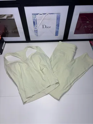 MFVIM 2 Piece Set Lemon Chiffon Yellow Workout Set Fits Like Small (Tag XL) NWOT thumbnail 2