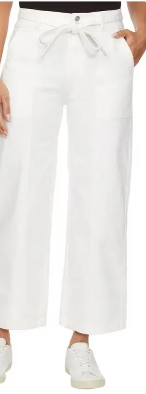 Hudson White High-Rise Wide Leg Pants Size 8 Tie Waist Utility Crop thumbnail 1