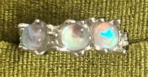 Cat Eye Gorgeous Sparkling Gemstones Stainless Steel Silver Open Band Size 6 thumbnail 1